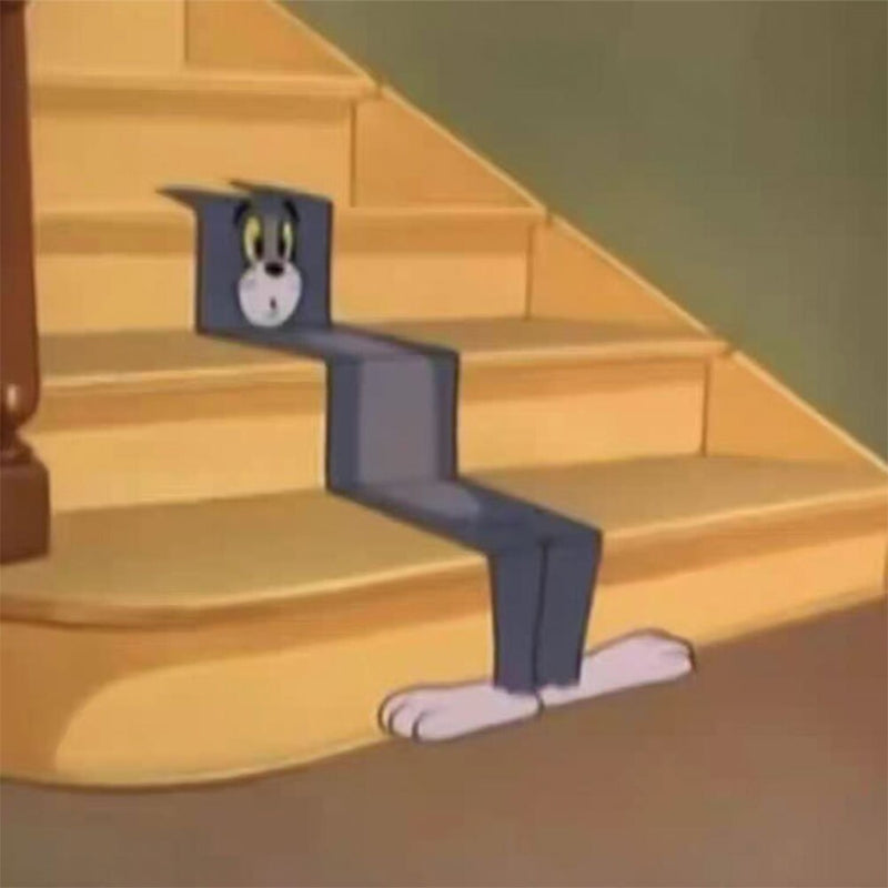 Tapete 3D Tom e Jerry - O Tom Amassado na Escada 70x120cm