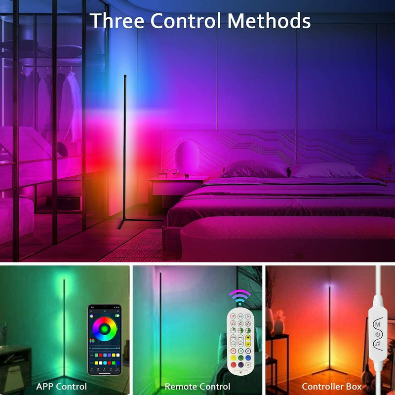 Lâmpada de canto de Led moderna LED RGB Alexa, Bluetooth + Controle remoto